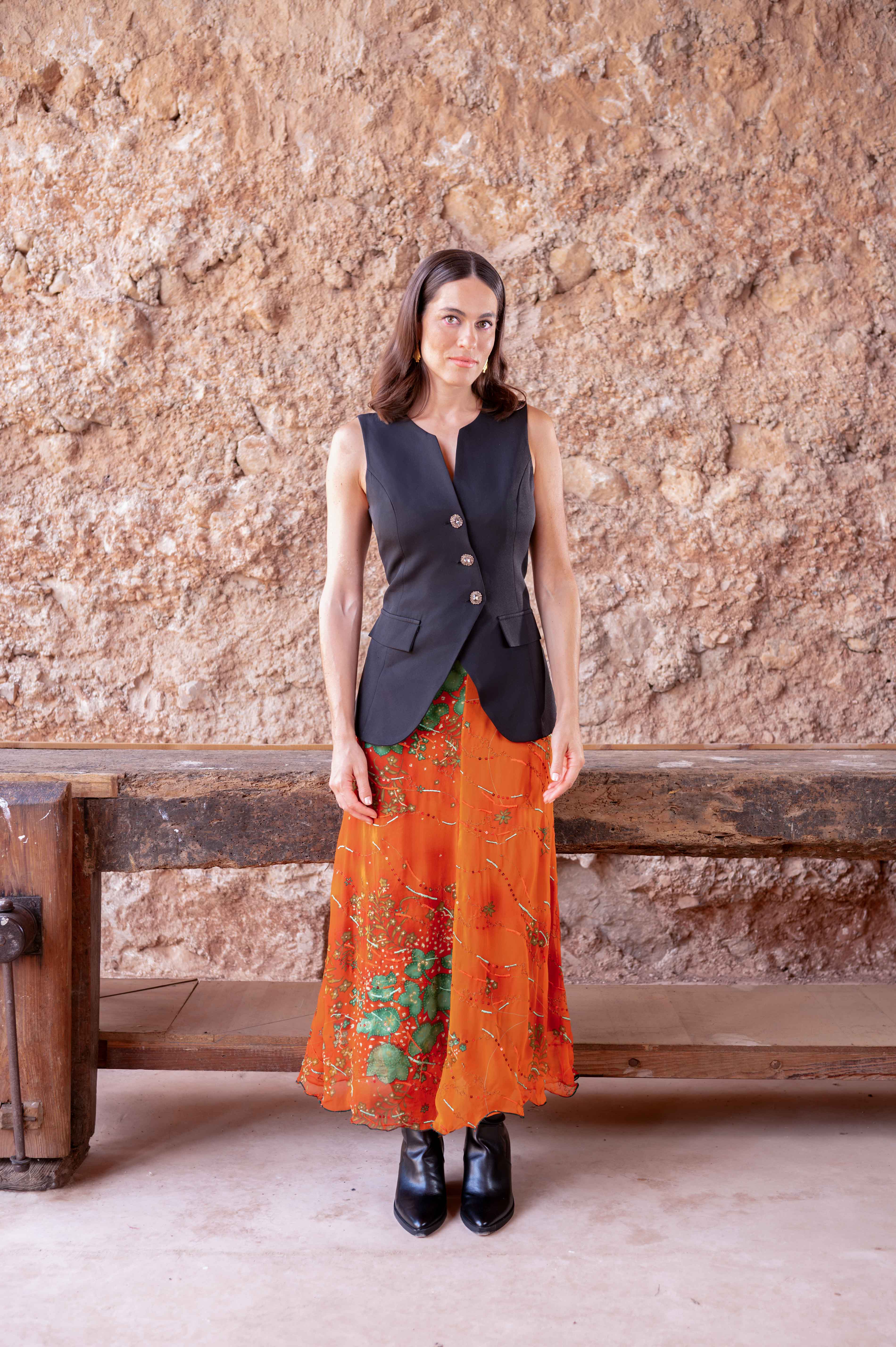 Falda Dama silk bordada